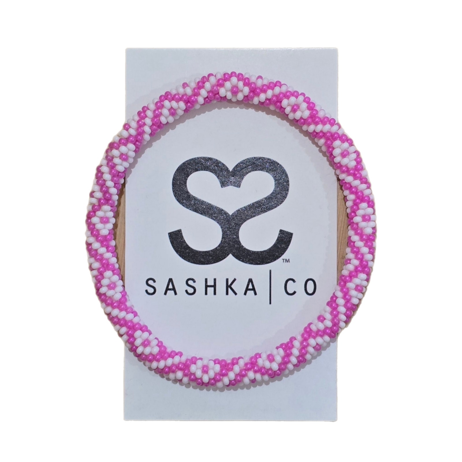 Sashka Co Glass Bead Bracelet Pink And White Nwt